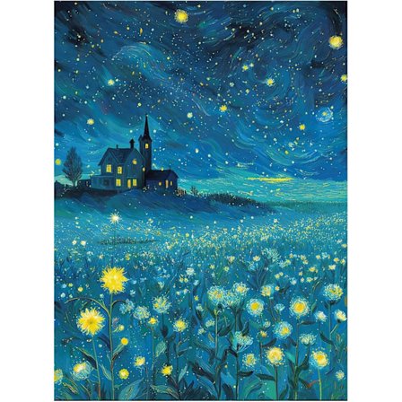 Diamond Art Kits til voksne begyndere, Blå stjernehimmel DIY moderne diamantmaleri kits 5D diamant, runde fuld bore sjove håndværk til 