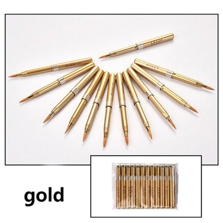 12 stk/sett Uttrekkbar leppebørste Uttrekkbar makeupbørste GULL