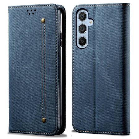 SKALO Samsung S24 FE Jeans Flip Cover - Blå