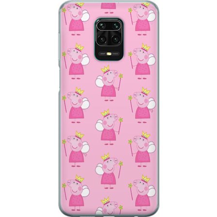 Kompatibelt Mobildeksel til Xiaomi Redmi Note 9 Pro Greta Gris og Peppa Pig med dinosaurer og dyr, leken tegnet barnekunst på blå bakgrunn