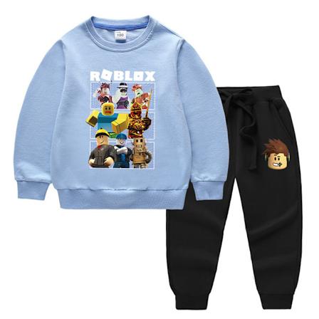Roblox Baby Bomulds Langærmet Dragt - Lyseblå + Sort 90 cm