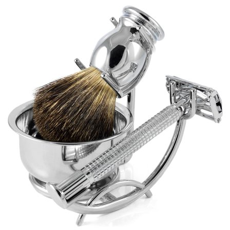 Nowoczesny zestaw do golenia z pędzlem z sierścią borsuka dla mężczyzn - Zestawy do golenia