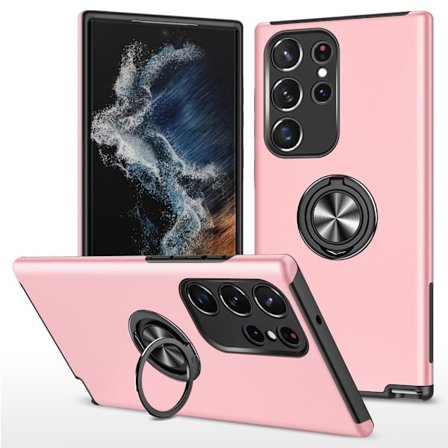 Samsung Galaxy S24 Ultra Hybrid skal med Finger Ring - Rosa