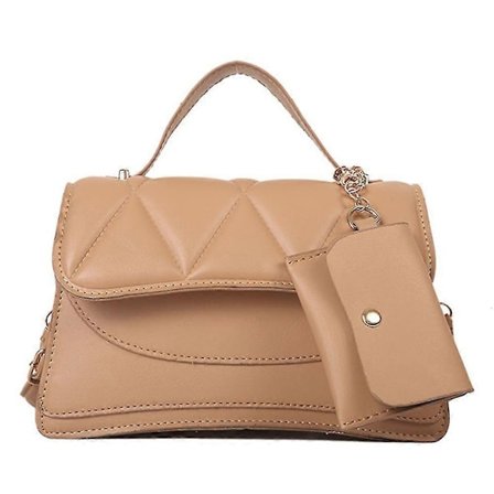 Rombisk Handväska Dam Klassisk Axelväska Handväska Pu Axelväska, khaki