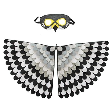 Naievear 1 sett cosplay-vinge, falmebestandig, iøynefallende, morsom, dekorativ, underholdende, Halloween, barneopptreden, vinge, ansiktsmaske, sett, 