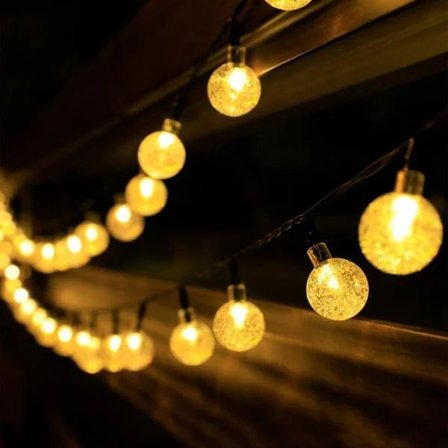 50 LED Solar Lights Outdoor 7m Warm White Light Solar Lamp with Waterproof Light Sensor Crystal Ball Warm White Solar Light Decoration Warm White