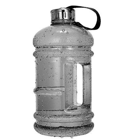 Sportsflaske á 2,2L med hank - Klar/Sort