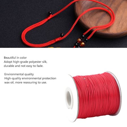 Flettet snor med flere anvendelsesmuligheder, rottesnor satinsnor, flettet snor, tråd (rød 0,5 mm)