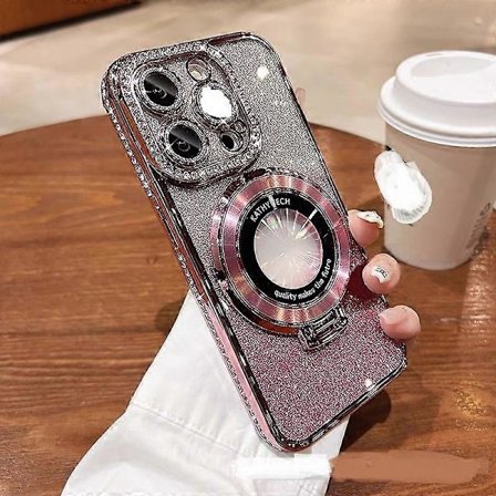 Passer for nye iphone16-serien med linsefilm, glitter magnetisk tape, usynlig brakett