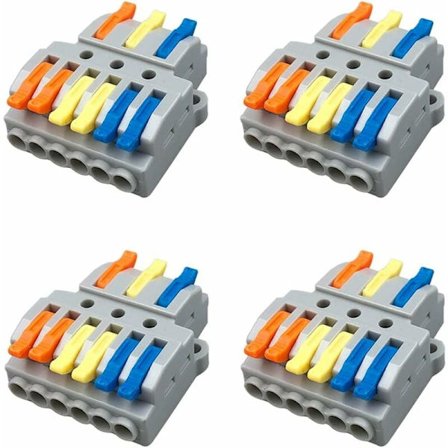 4 kpl KV436 vipu-mutteri johdinliittimiä, 3 sisään 6 ulos johdin kompakti johdinliittimet, kompakti liitin jousi liittimet