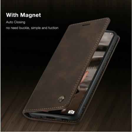 Nahkakotelo caseme 0013 iphone 12 pro max mustalle