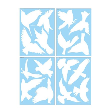 Fugle Anti-kollisions Vindueklistermærker Hvide Aftagelige Elektrostatiske Glas Dekorative Klistermærker Advarsel