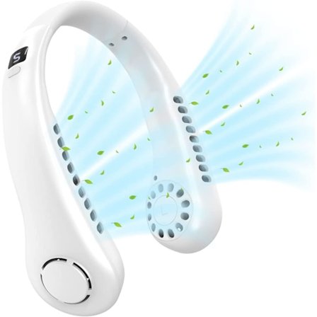 Halsvifte Bærbar Hengende Halsvifte USB Oppladbar Bladløs Kjøling med 360° Luftstrøm Bærbar Sportsvifte med 5 Hastigheter Monitorr