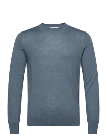 Flemming Crew Neck 3111 Neulepaita Pyöreä Kaula-aukko Sininen Samsøe Samsøe