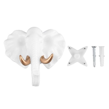 Harts Krok i Djurform, Väggmonterad Hängande Krok, Dekorativ Krok för Kappa Handduk Nyckel, Målad Guld Elefant XRB