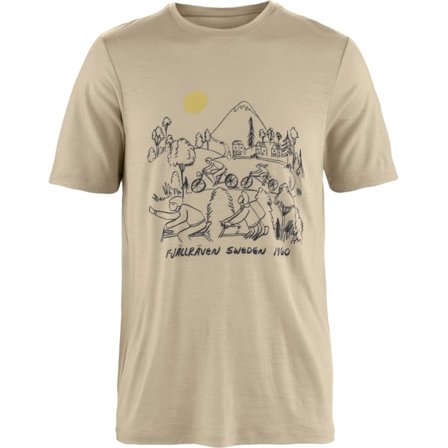 Fjällräven Men's Hoja Lugnt Wool T-Shirt in Fossil, Wolle | Size: XS