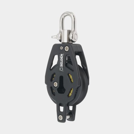 Polea simple con grillete Seldén RBB 60, giratorio, con rodamientos, con mordaza, para cabos Ø8 - 12 mm