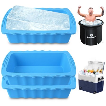 Ekstra Stor Ekstra Tykk Isbad Isbitform, Gjenbrukbar Stor Silikon Isbitform, Lager 3,9 kg Is til Isbad (Blå - 2 stk)