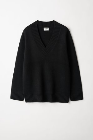 Soft Goat - Chunky V-neck - Women cashmere sweater - S - Black