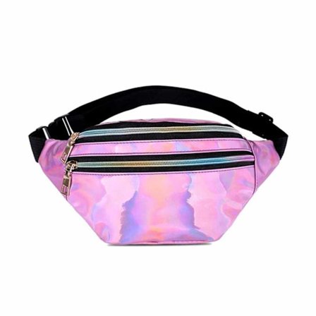 Blank Metallic Midjeveske Magveske Cross Body Bum Bag - Rosa rosa