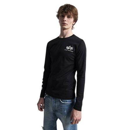 Alpha Industries, Koszulka męska Alpha Industries Sleeve Print Heavy Longsleeve 116570 03 S Czarny, Mężczyzna, Rozmiar: L