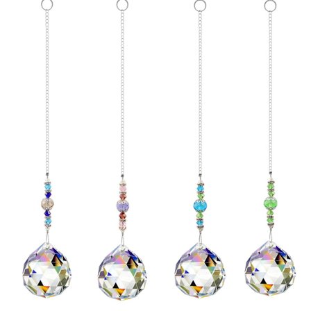 4 stk krystall solfangere, klare 30 mm krystallkule prisme anheng, vindu krystall regnbue maker ornament solfanger, hengende krystaller