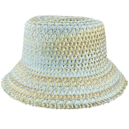 Seeberger - Grön bucket Hatt - Paperbraid Mix Spacedye Lemon/Light Blue Bucket @ Hatstore