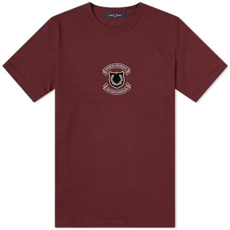 Fred Perry, Authentic Embroidered Shield Tee Czerwony, Mężczyzna, Rozmiar: L