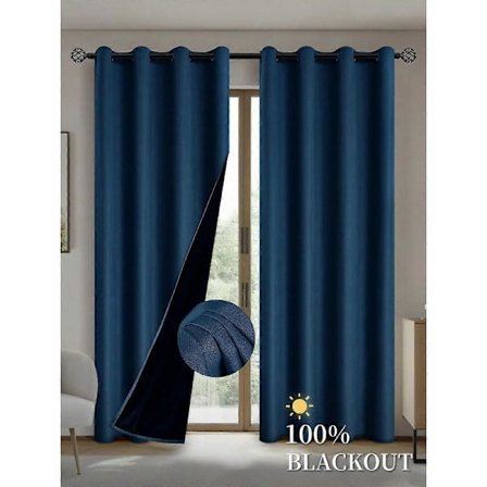 Mørkleggingsgardiner med isolerende fôr for stue, soverom, kjøkken, hjemmeinnredning i marineblått marineblått navy blue