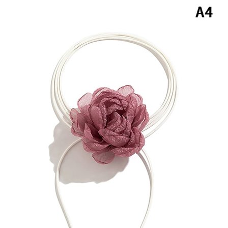 Fluffy Stoff Blonder Blomst Choker Halskjede Kvinner Lang Lace-up Ro