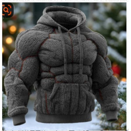 Muscle Print Hoodie – Ensfarvet Abs Design Hættetrøje Unisex*S*WY4609