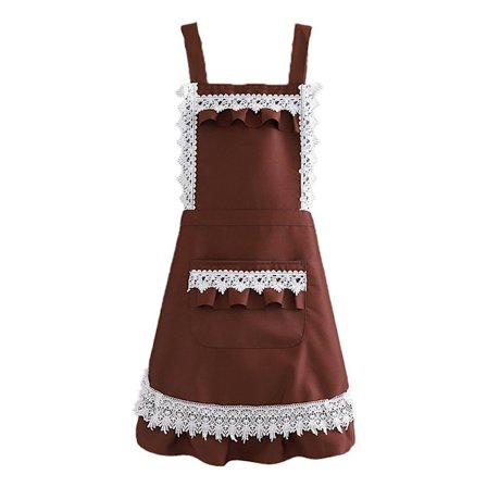 Kvinners Ruffle Forkle Kontur Lommer Kjøkken Matlaging Rengjøring Kaffe Forkle