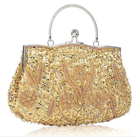 Women Vintage Beaded Sequin Flower Evening Purse Large Clutch Bag With Handle Wedding Cocktail Party Handbag Small Tote-colormine Green Best Shiyi