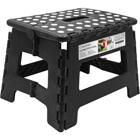 Kokoontaitettava jakkara, 9 tuumaa korkea, kokoontaitettava askeljakkara