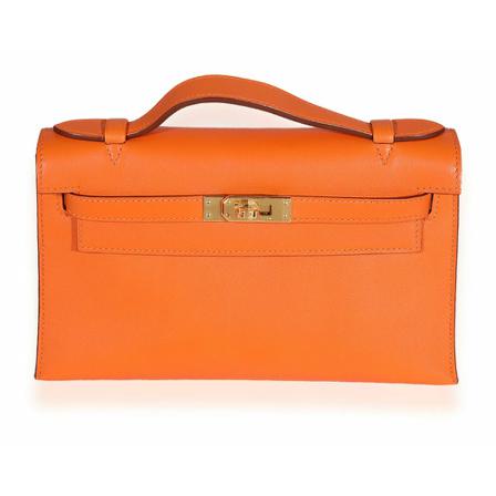 Hermès Vintage Pre-owned H Swift Kelly Pochette Ghw Taske Orange, Dame Håndtasker, Størrelse: ONE Size