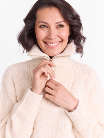 MATCH - Kallie høyhalset genser - Va Vite - Str. XXXL - Dame - Gensere & Cardigans - Hvit - 59% polyester - resirkulert, 21% nylon, 11% polyester, 8% 