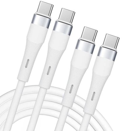 2x USB-C-kabel 60W snabbladdning för iPhone 16 Pro, iPhone 15 Pro Max - Vit 1 meter