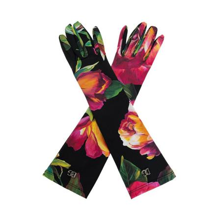 Dolce & Gabbana, Gloves with Floral Motif Zwart, Dames, Maat:M