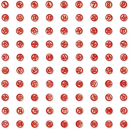 Italienske spilfliser, (90 stykker) | Antikke træbingochips 1-90 til lotterier, brætspil og håndværk | Traditionelle, ferie- og bryllupsspil