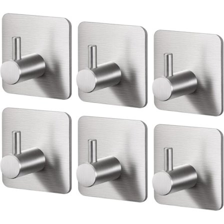 Selvklæbende væghængt håndklædeholder i SUS304 rustfrit stål - frakkeholder med 6 børstede kroge