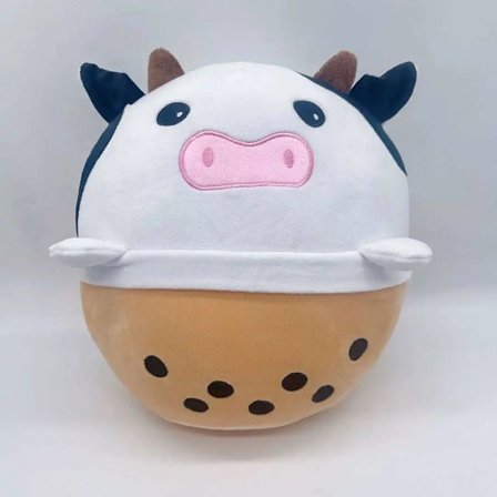 Mub- 30CM Cartoon Animals Squinysy Shark Panda Cat Boba Mike Pillow Plush Toys Soft Stuffed Kawaii Plushie Dolls for Kids Gifts Cow