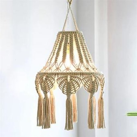 Macrame Lampskärm Hängande Pendellampa Skydd Sovrum Vardagsrum Heminredning Vävd Gobeläng