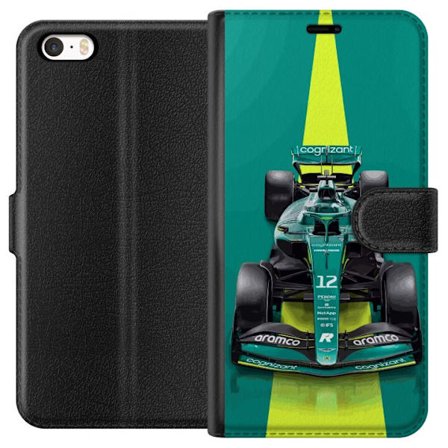 Kompatibelt Lommeboketui til Apple Apple iPhone SE (2016) Aston Martin Formel 1-bil i grønt racingdesign med moderne studiofølelse