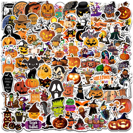 100 kpl Toistumattomia Halloween-Pumpuina Teemaisia Tarroja, Vinyyli Vedenkest vi Juhla Tarroja, Lapsille ja Nuorille Aikuisille