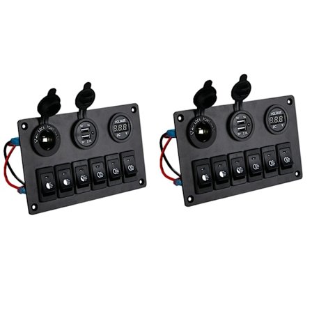2x 6 Gang Switch Panel 12v-24v Led Digital Voltmeter Dual USB Charger Sytytinpistoke Rv Tr:lle