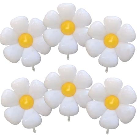 6-pak 74*80cm Hvide Daisy Balloner, Aluminium Film Kæmpe Blomsterformet Ballon, Fødselsdagstema Festdekoration (6PCS Medium)