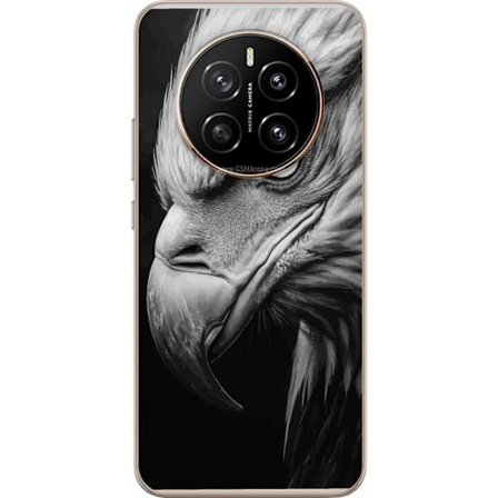 Kompatibelt Mobilskal till Honor Honor Magic7 Örn närbild realistiskt porträtt kraftfull blick fågel detaljerad svartvit art natur djur vilt stark