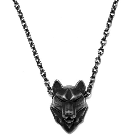 Collar de acero gris con lobo Jax para hombres - Collares acero