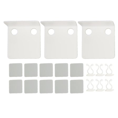 3 stk. Vegghylle Sikkerhetskameraer med 6 kabelklemmer 10 stk. Teip Vanntett Akryl Borfri Flytende Hylle for Høyttalere Hvit