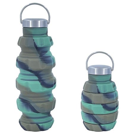 500ml Silikon Grenade Vattenflaska Utomhus Ridning Vikbar Vattenkopp Bärbar Kamouflage Stridsvattenflaska Grön (FMY)
